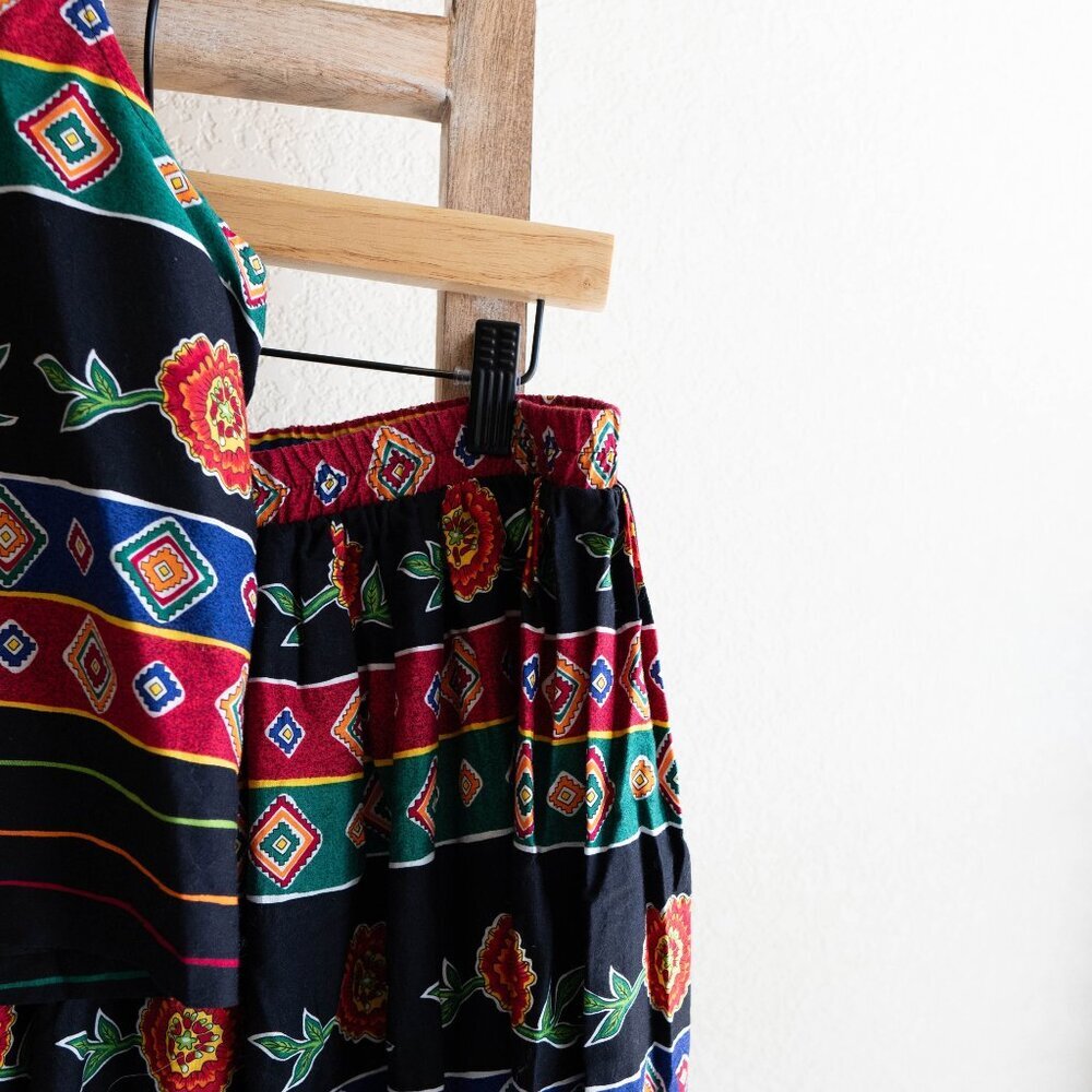 Vintage Willowbend 2-Piece Set Size L Made in USA 100% Cotton Boho Skirt & Vest - Picture 8 of 12